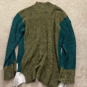 Mock Neck Colorblock Oversized Sweater